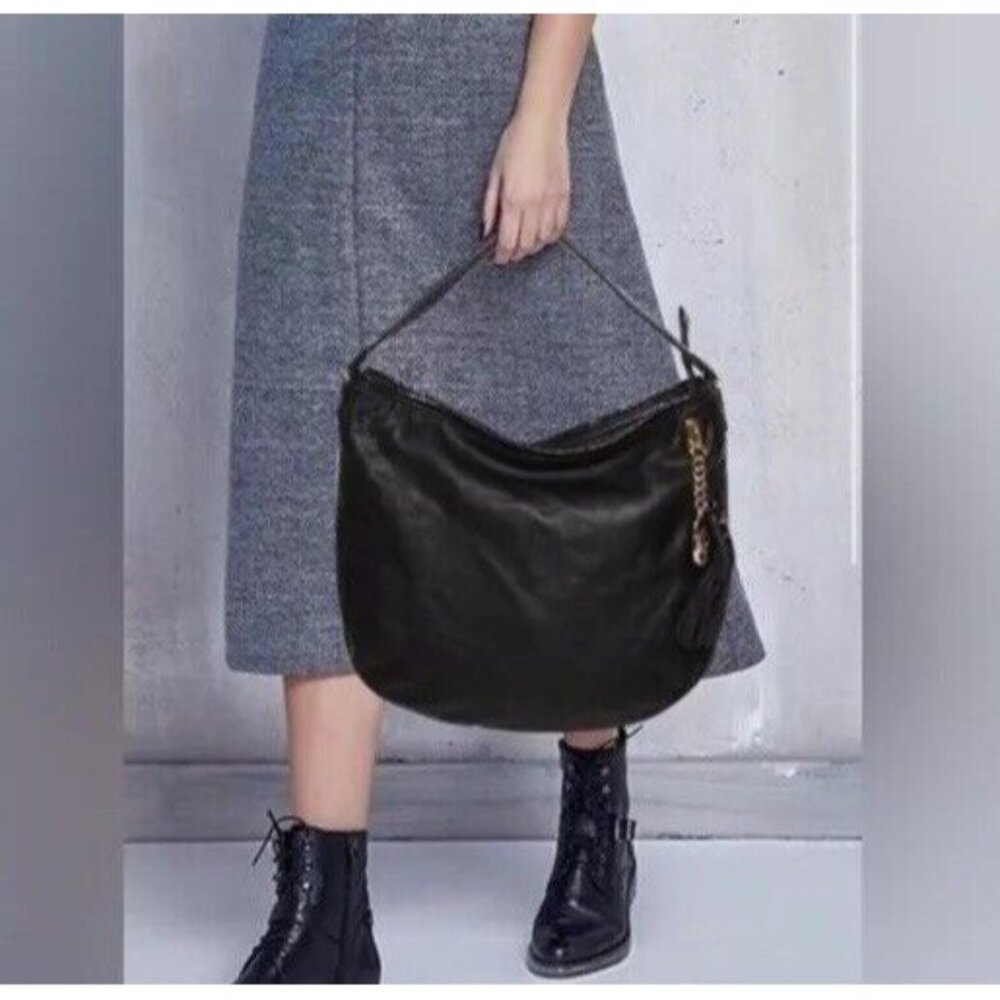MICHAEL Michael Kors Black Leather Tassel Hobo Handbag